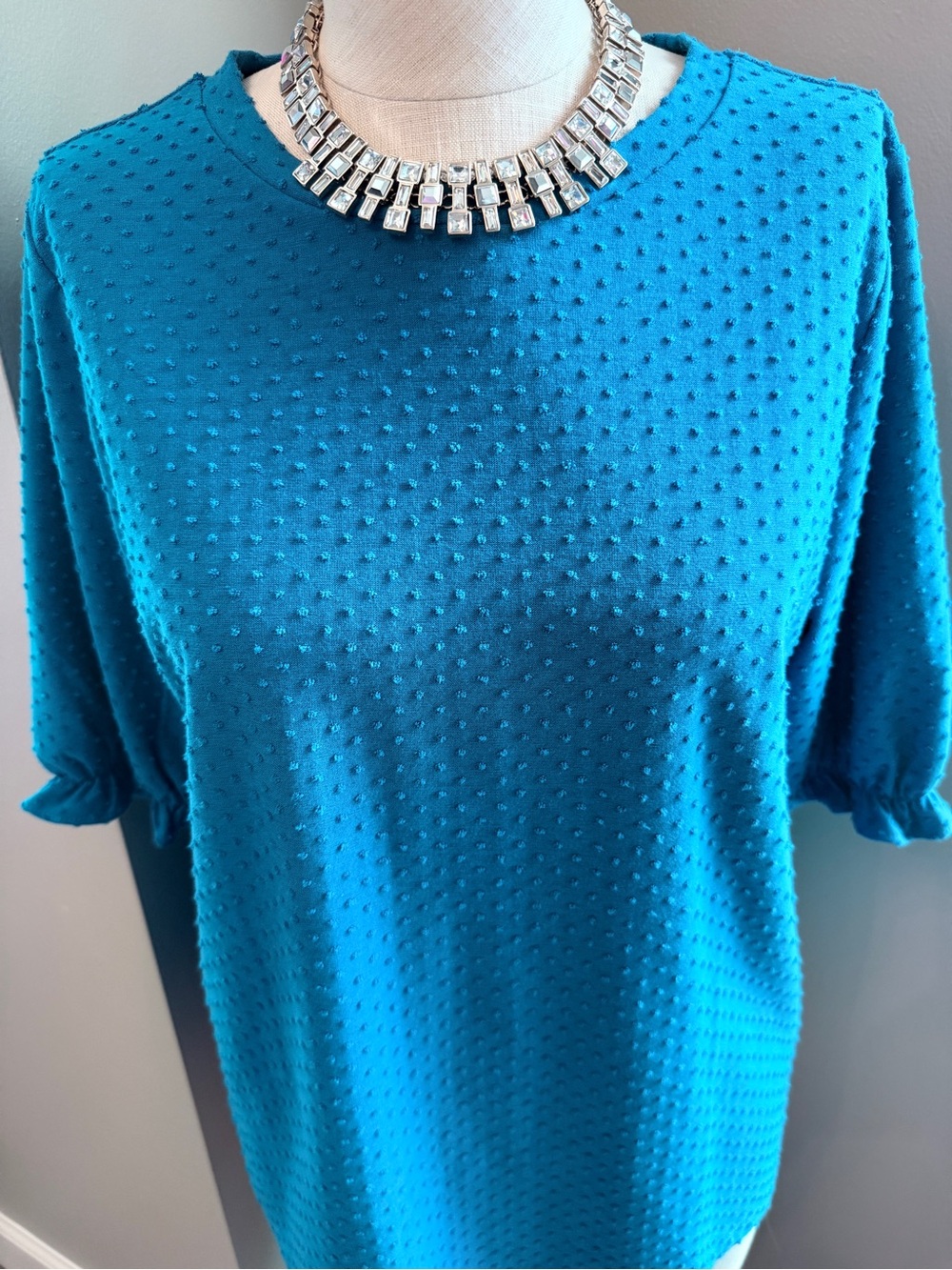 LOFT Teal Dot-Texture Short Sleeve Tee